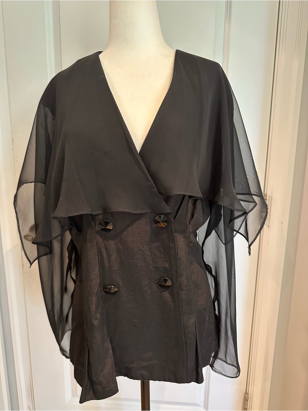Joseph Ribkoff Elegant Black Sheer Overlay Blouse